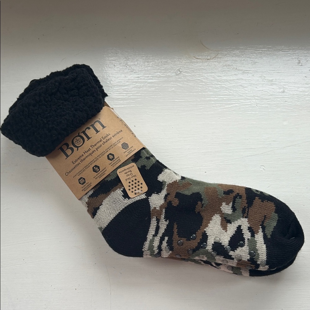 Born Men's Black and Brown Camouflage Socks